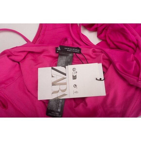 Zara Womens Swim Bathing Suit One Piece Ruffle Pink XS X-Small 2856/047 NWT - Picture 6 of 6